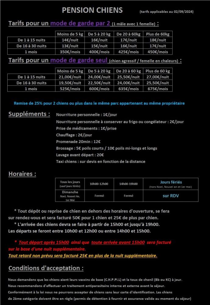 tarif pension site web2024